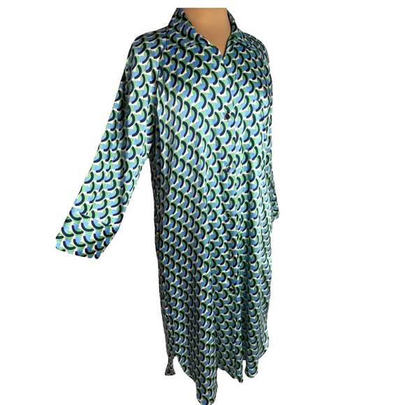 ZARA retro geometric print long sleeve button down shirt dress OVERSIZED Small - Picture 4 of 12